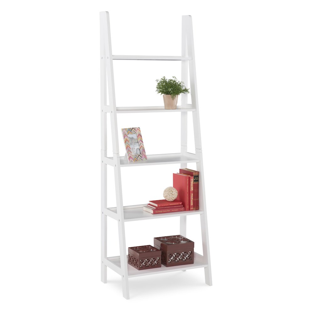 Acadia Ladder Bookshelf, White. Picture 1