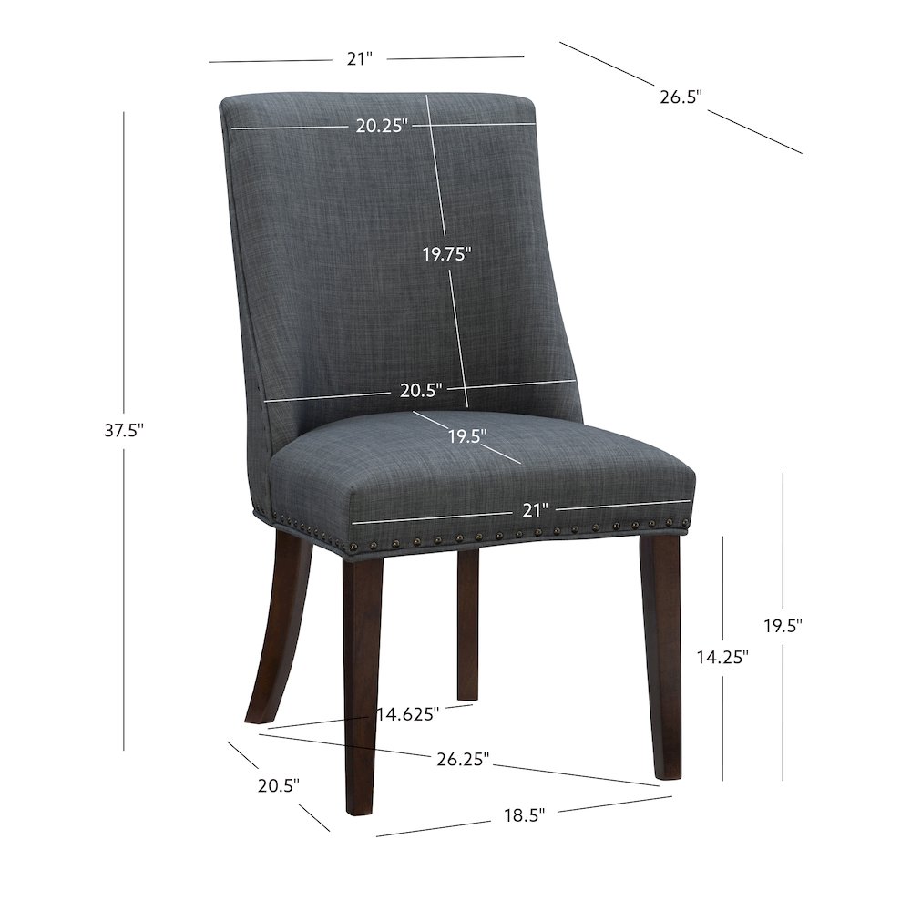 Adler Dining Chair Espresso Grey Set of Two. Picture 14
