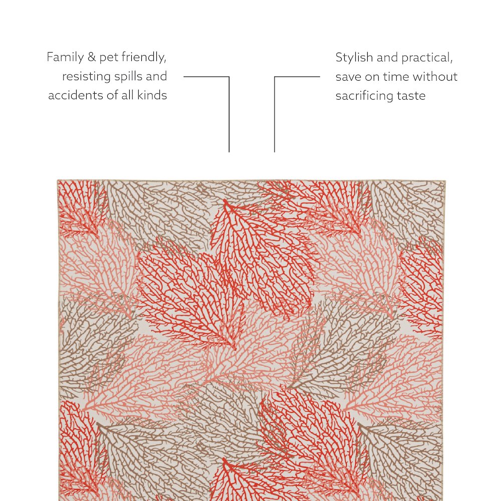 Washable Haylee Ivory/Coral 2x3, Rug. Picture 4