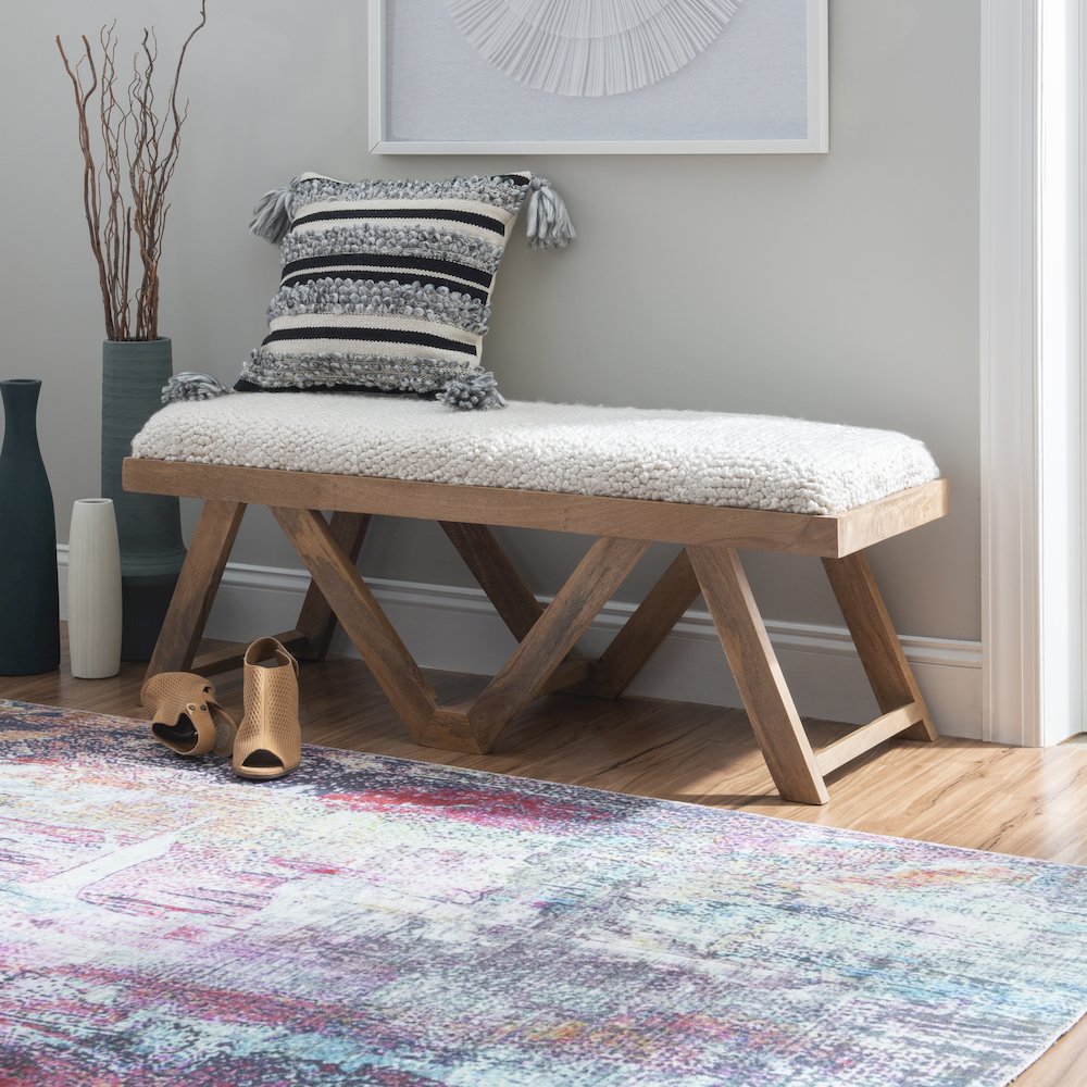 Byan Upholstered Bench Brown. Picture 2