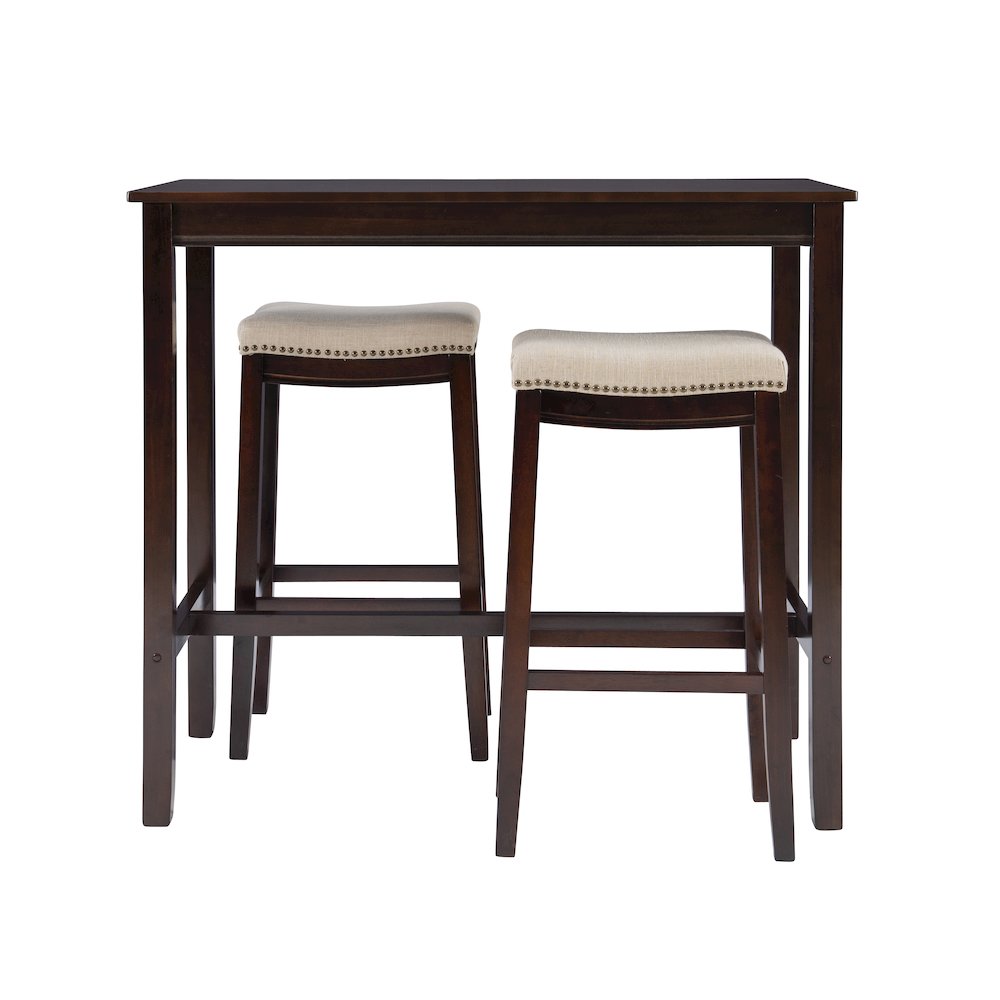 Claridge 3Pc Bar Set Walnut Linen. Picture 2