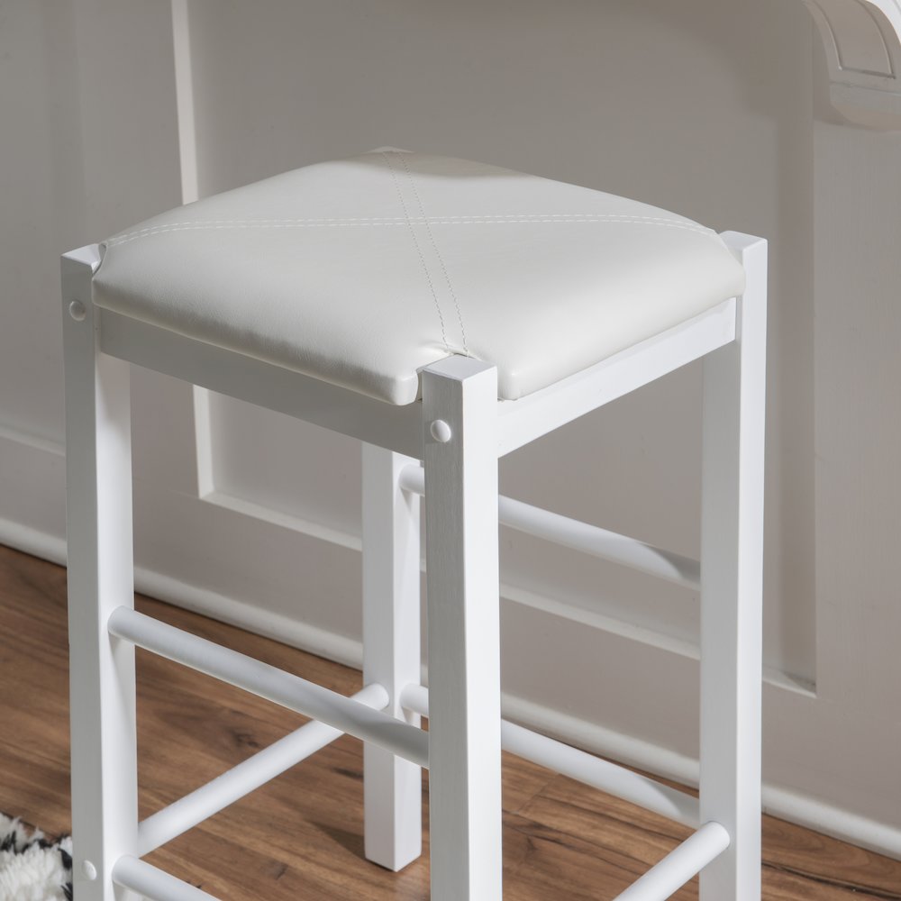 Lancer Backless Counter Stools, White - Set Of Two. Picture 3