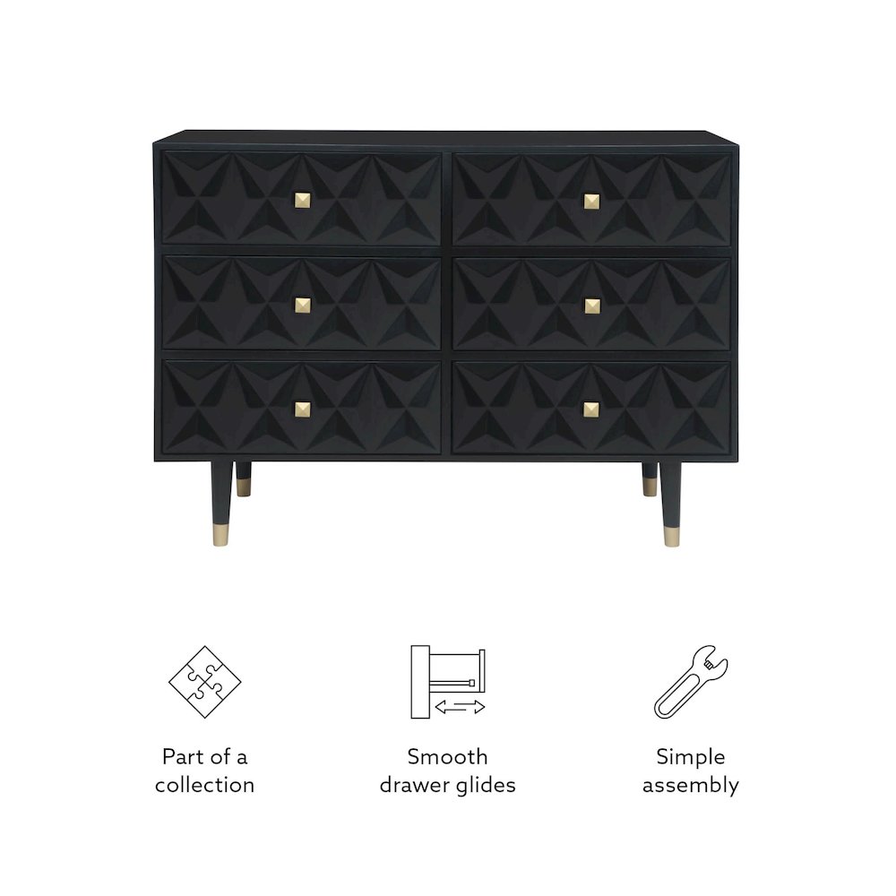 Six Drawer Geo Texture Dresser Black. Picture 13