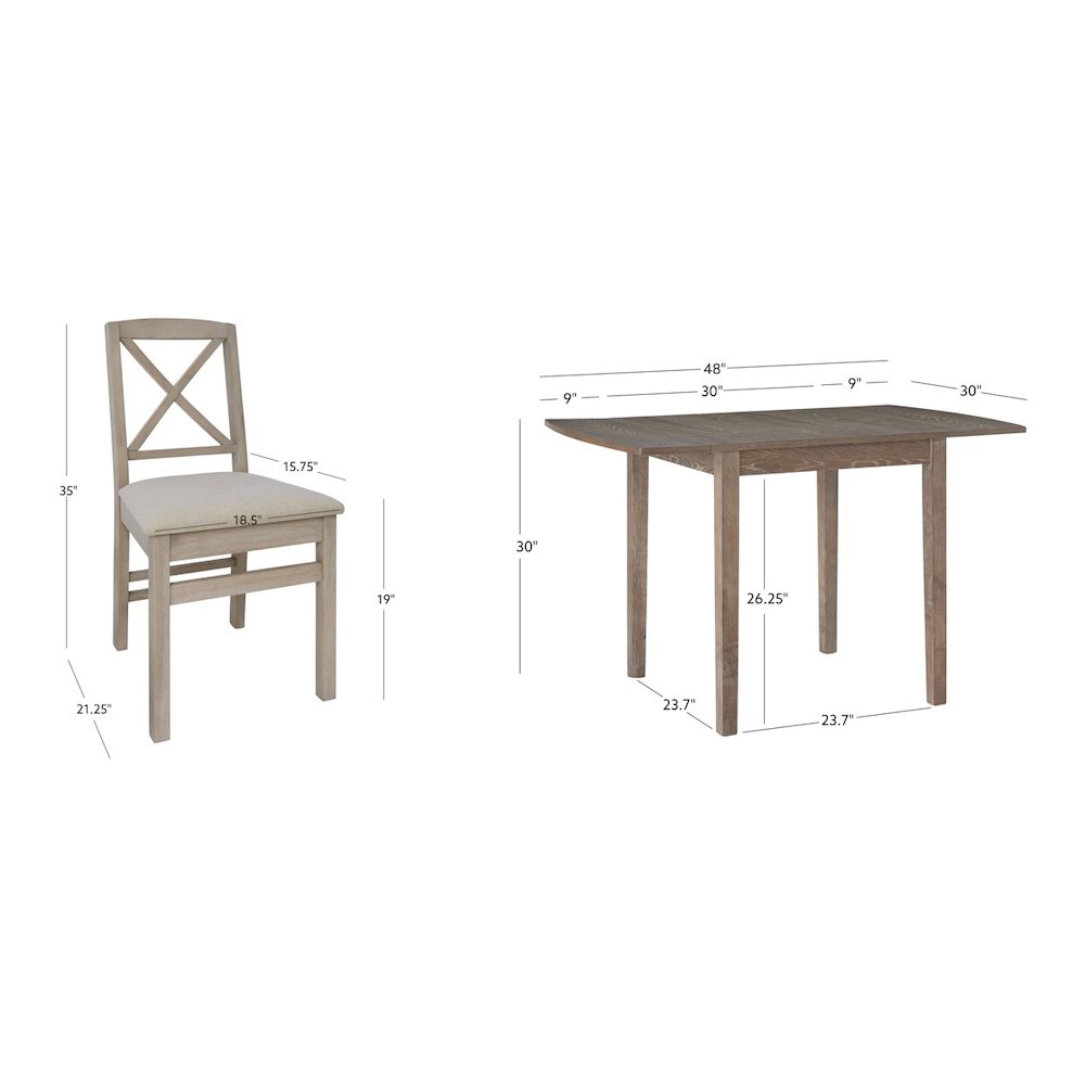 Torino 3Pc Drop Leaf Dining Set Gray. Picture 10