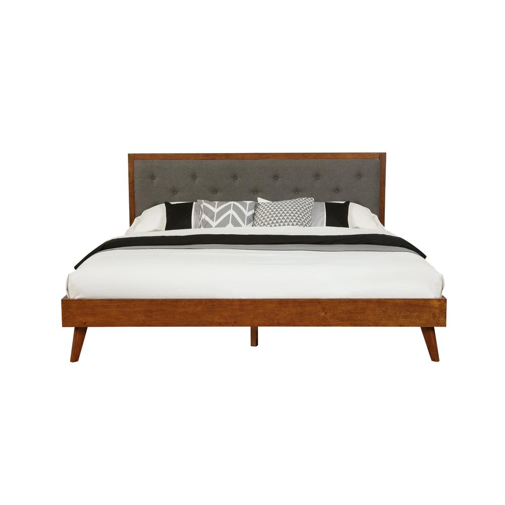 Reid Mid Century Grey Platform King Bed. Picture 2