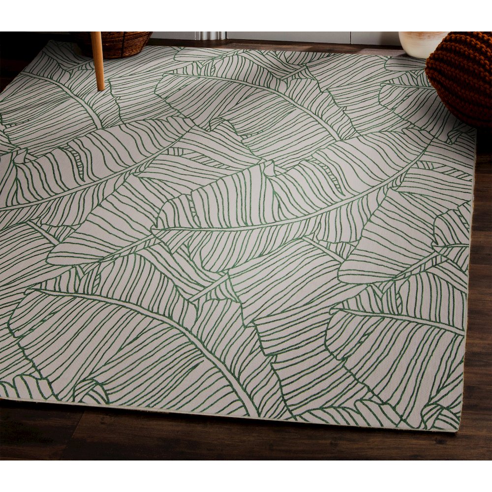 Outdoor Washable Largo Ivory & Green 5' X7', Rug. Picture 1