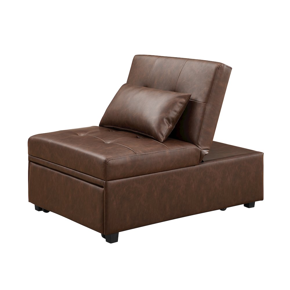 Boone Sofa Bed, Brown Faux Leather. Picture 9