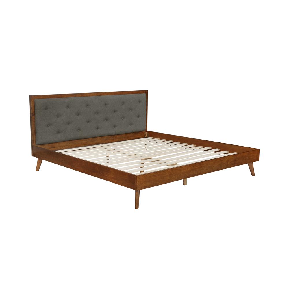Reid Mid Century Grey Platform King Bed. Picture 4