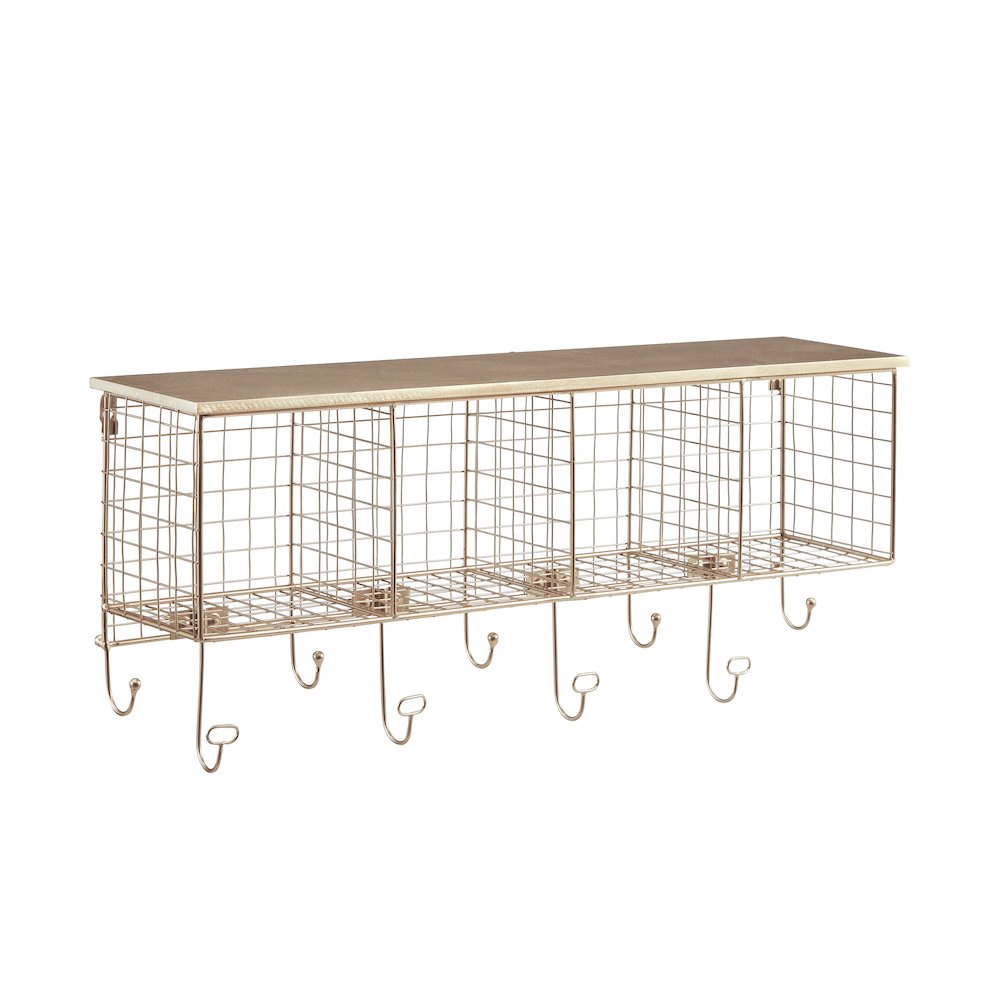Four Cubby Wall Shelf Gold. Picture 6
