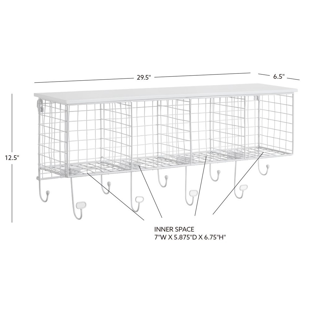 Four Cubby Wall Shelf White. Picture 13