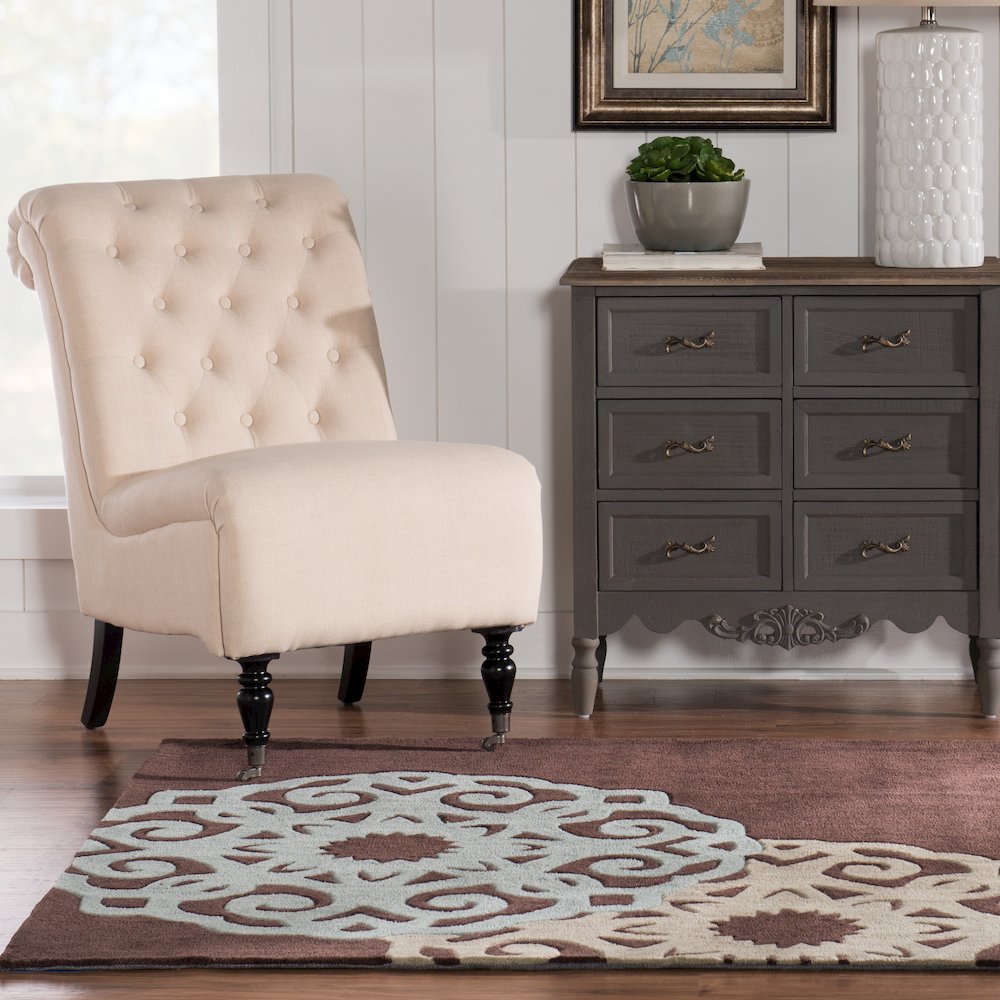 Trio Medallion Chocolate & Ice Blue 5x7, Rug. Picture 1