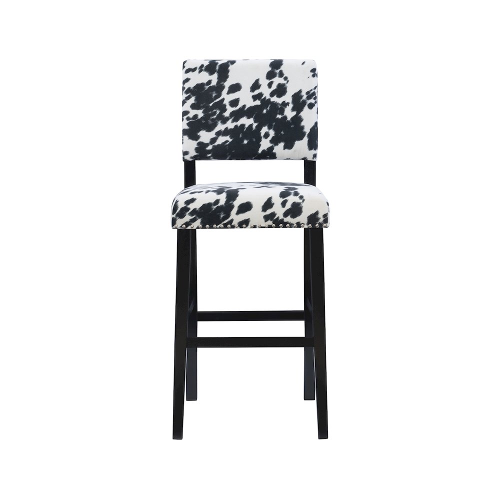 Corey Black Cow Print Bar Stool. Picture 1