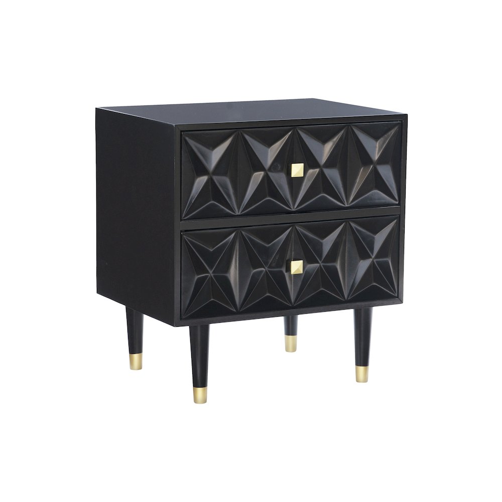 Two Drawer Geo Texture Nightstand Black. Picture 10