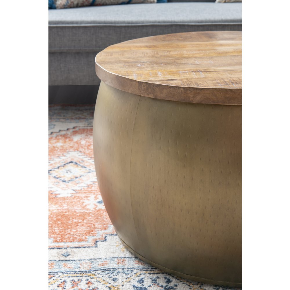 Royce Large Gold Drum With Storage. Picture 3