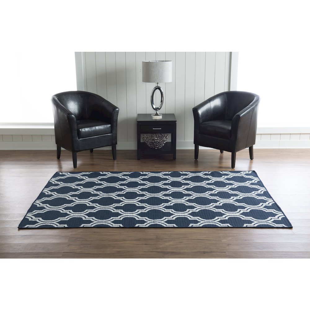 Salonika Reversible Quatrefoil Blue 5x8, Rug. Picture 1