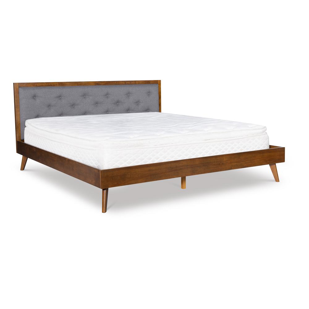 Reid Mid Century Grey Platform King Bed. Picture 15