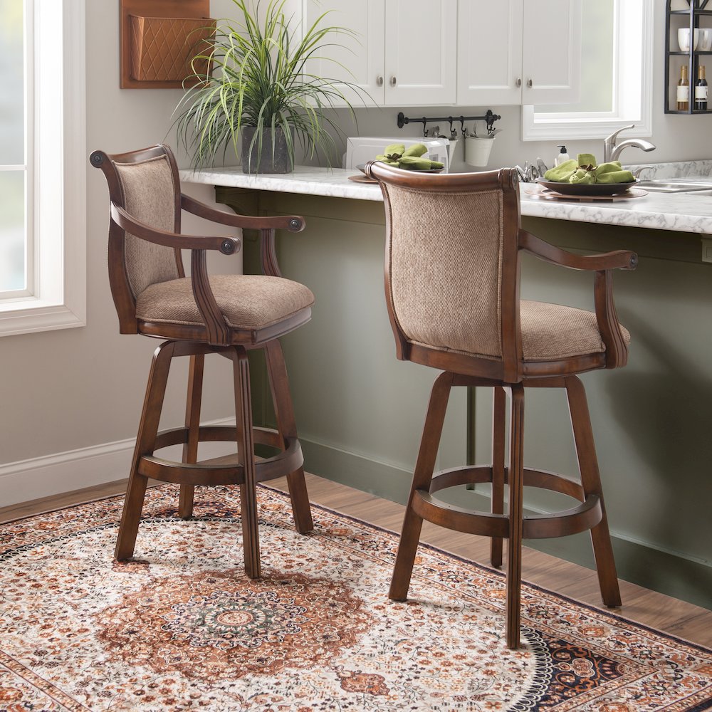 Brandon Warm Cherry Swivel Bar Stool. Picture 3