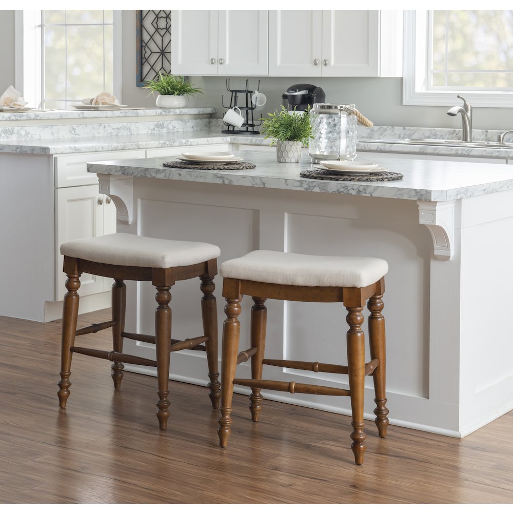 Marino 25" Backless Counter Stool, Linen/Walnut. Picture 2