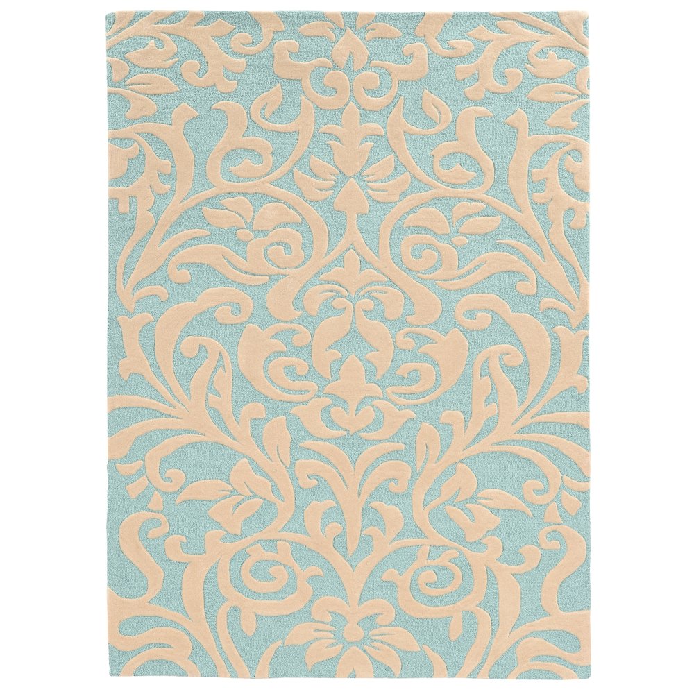 Trio Damask Aqua & Ivory 8x10, Rug. Picture 1