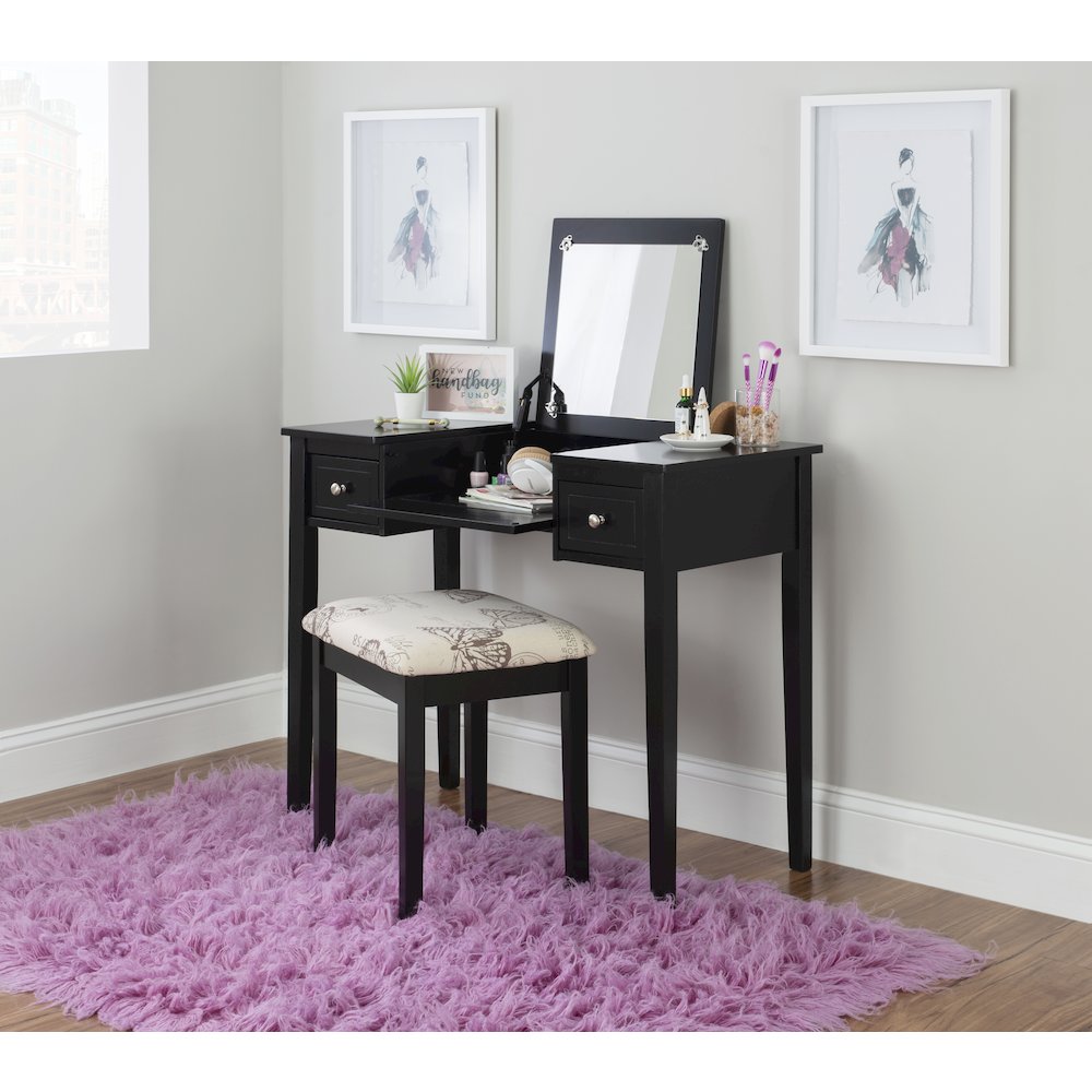 Black Butterfly Vanity And Stool. Picture 3