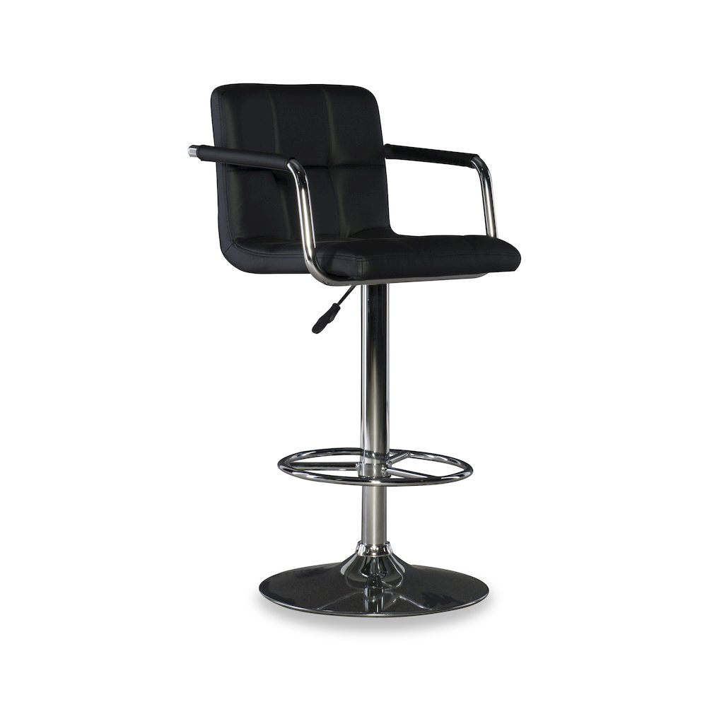 Black and Chrome Quilted Barstool. Picture 8