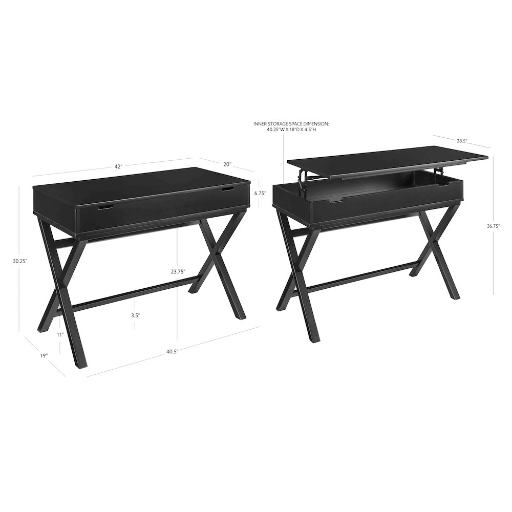 Peggy Lift Top Desk, Black. Picture 10