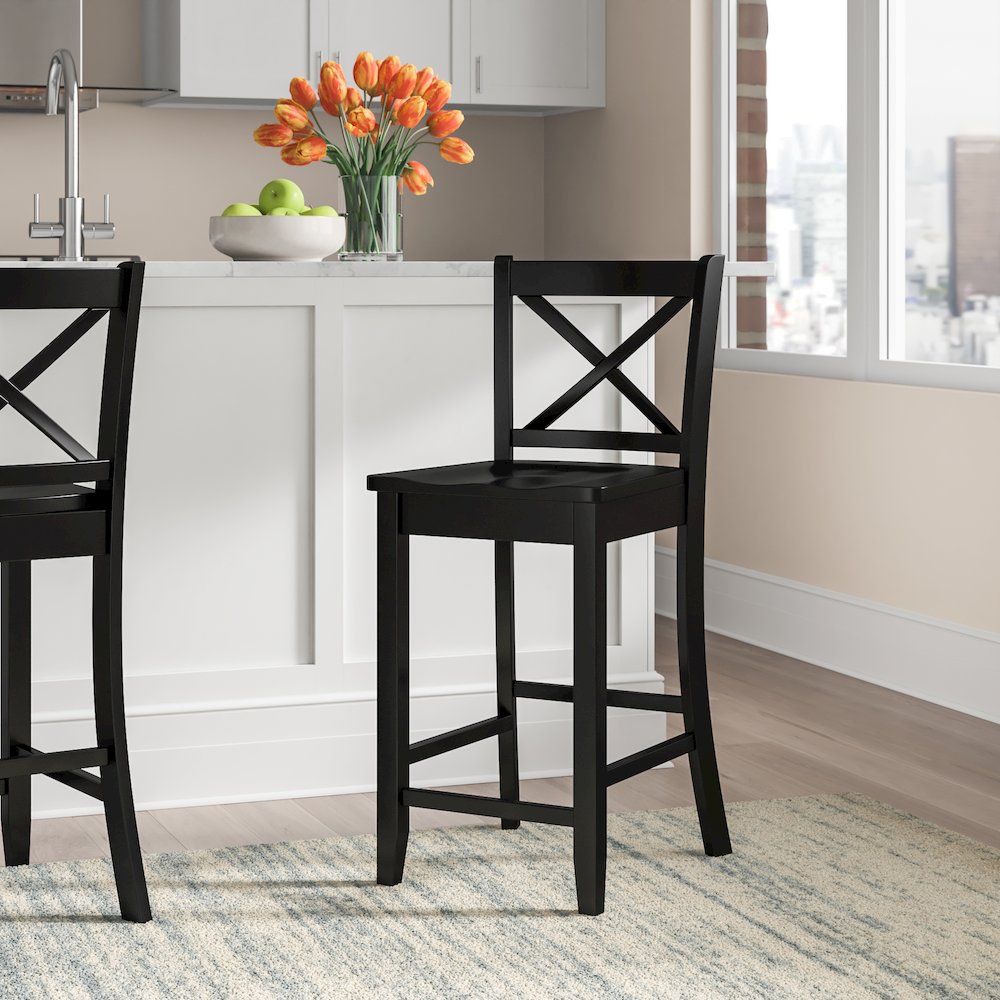 Black 24 In X Back Counter Stool. Picture 3
