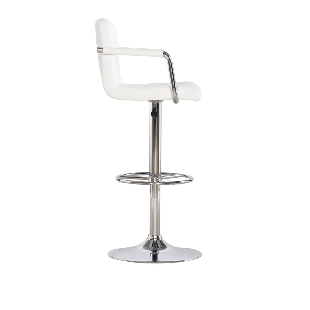 White and Chrome Quilted Barstool. Picture 8