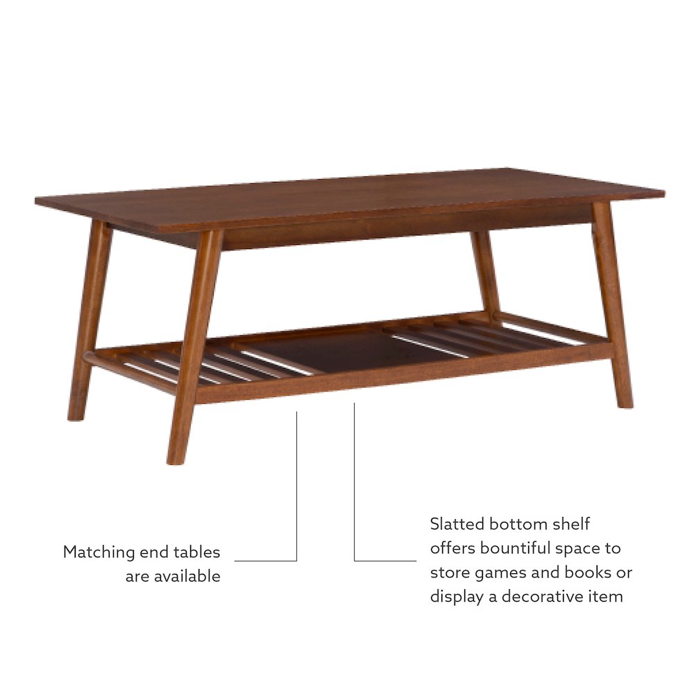 Charlotte Coffee Table With Shelf, Walnut Brown. Picture 10