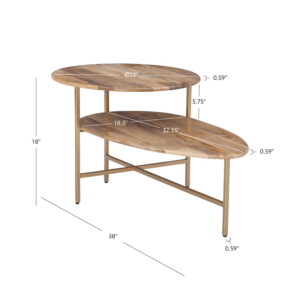 Tavin Two Tiered Coffee Table Natural Gold. Picture 14