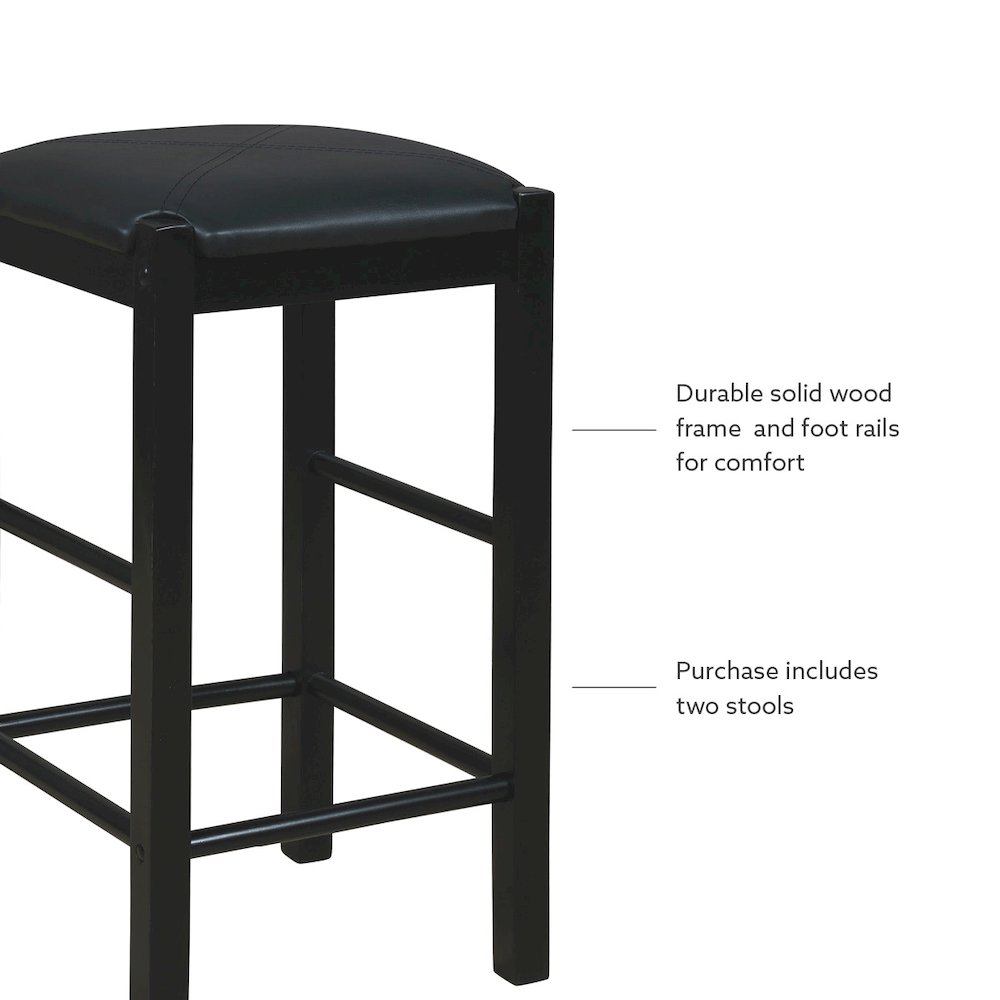 Lancer Backless Counter Stools, Black - Set Of Two. Picture 9