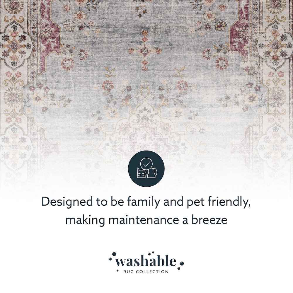 Washable Lennox Pale Blue/Ivory 2x3, Rug. Picture 8