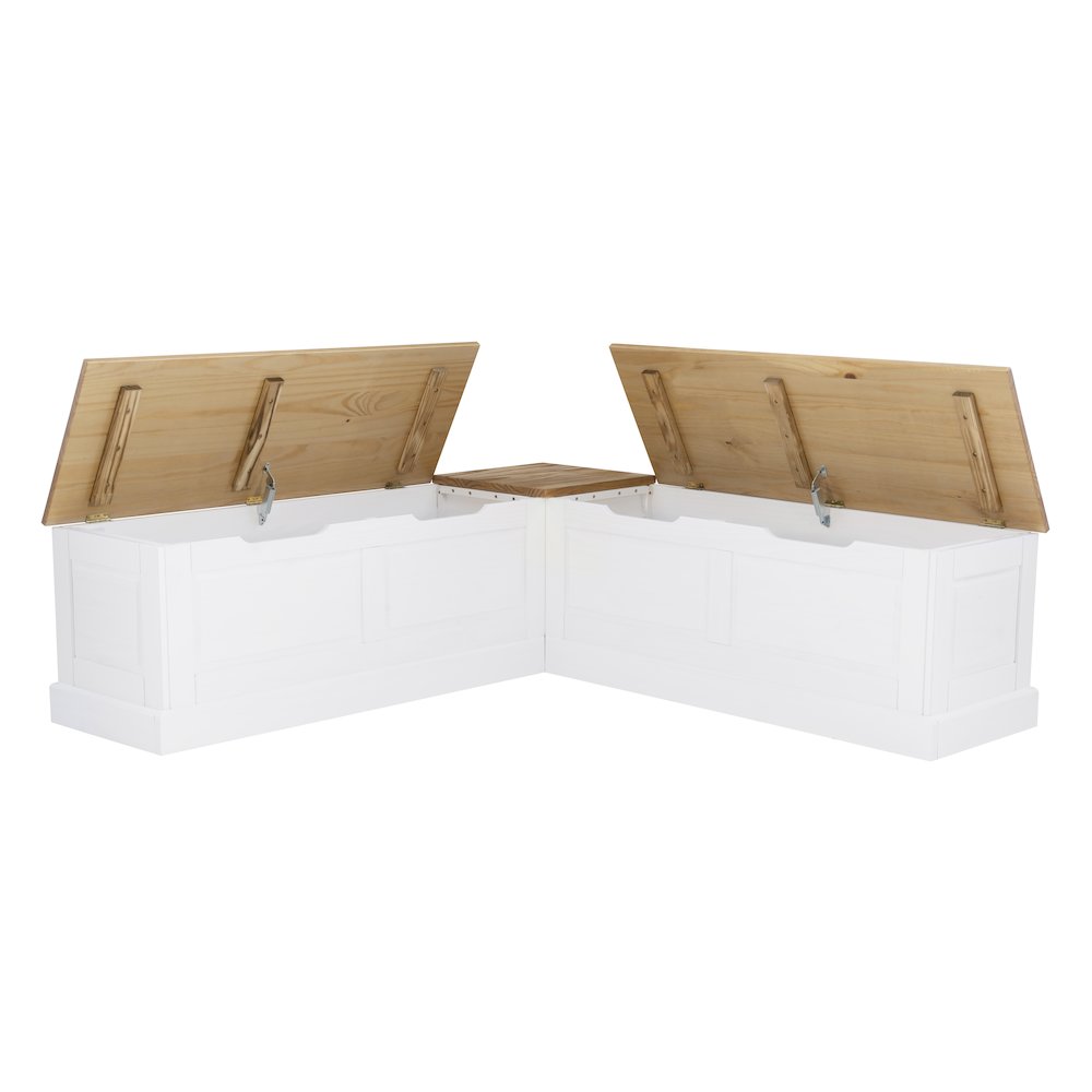 Tobin Backless Two Tone Breakfast Nook, Natural And White. Picture 1