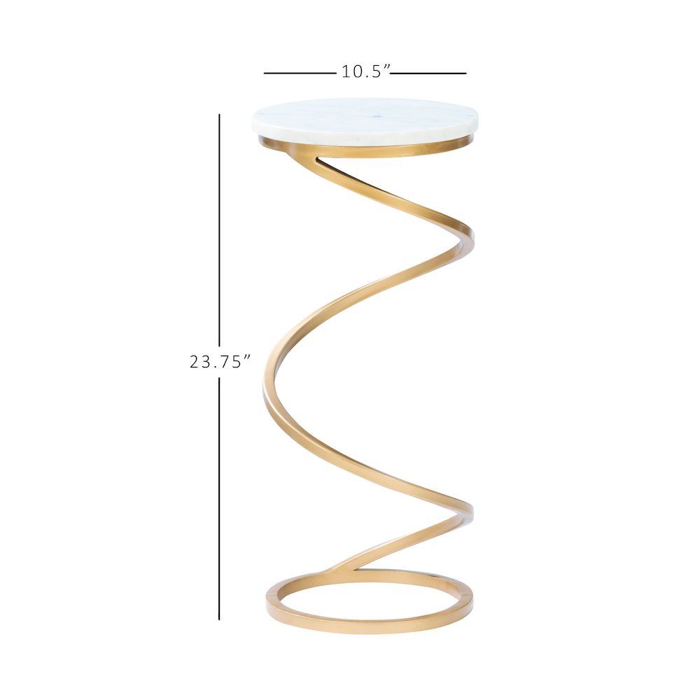 Rian Spiral Drink Table White Marble. Picture 11