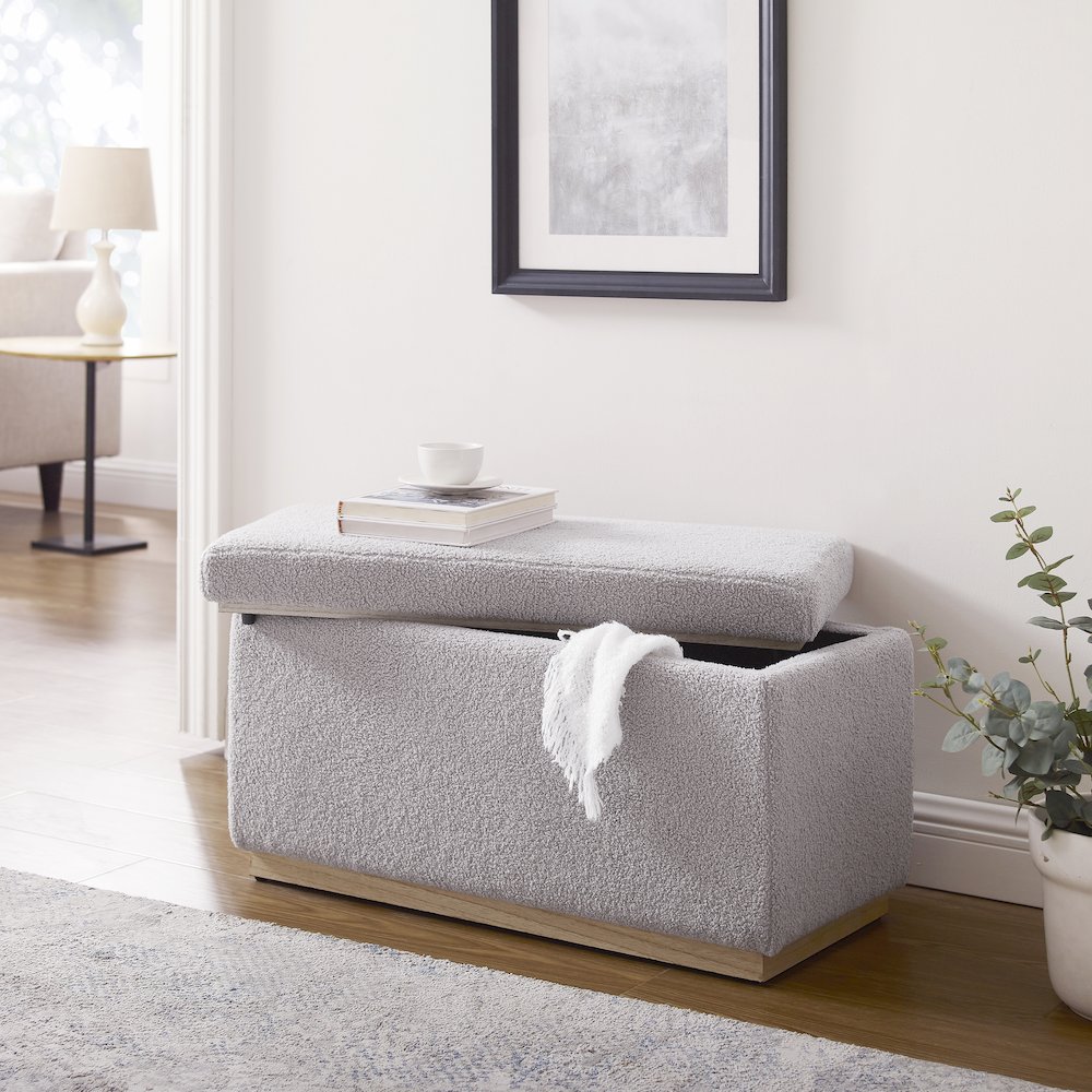 Blanche Rectangle Ottoman Grey. Picture 5