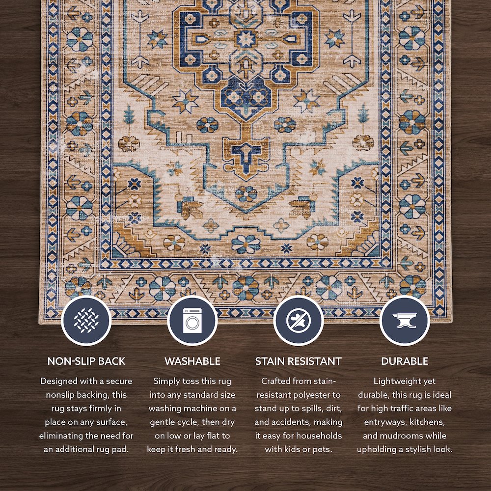 Washable Julian Ivory/Gold 2x3, Rug. Picture 3
