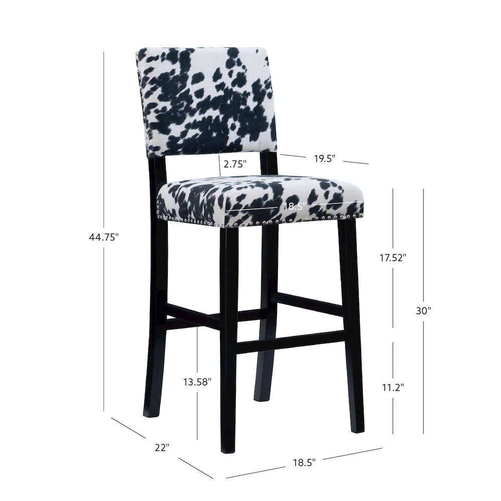 Corey Black Cow Print Bar Stool. Picture 14