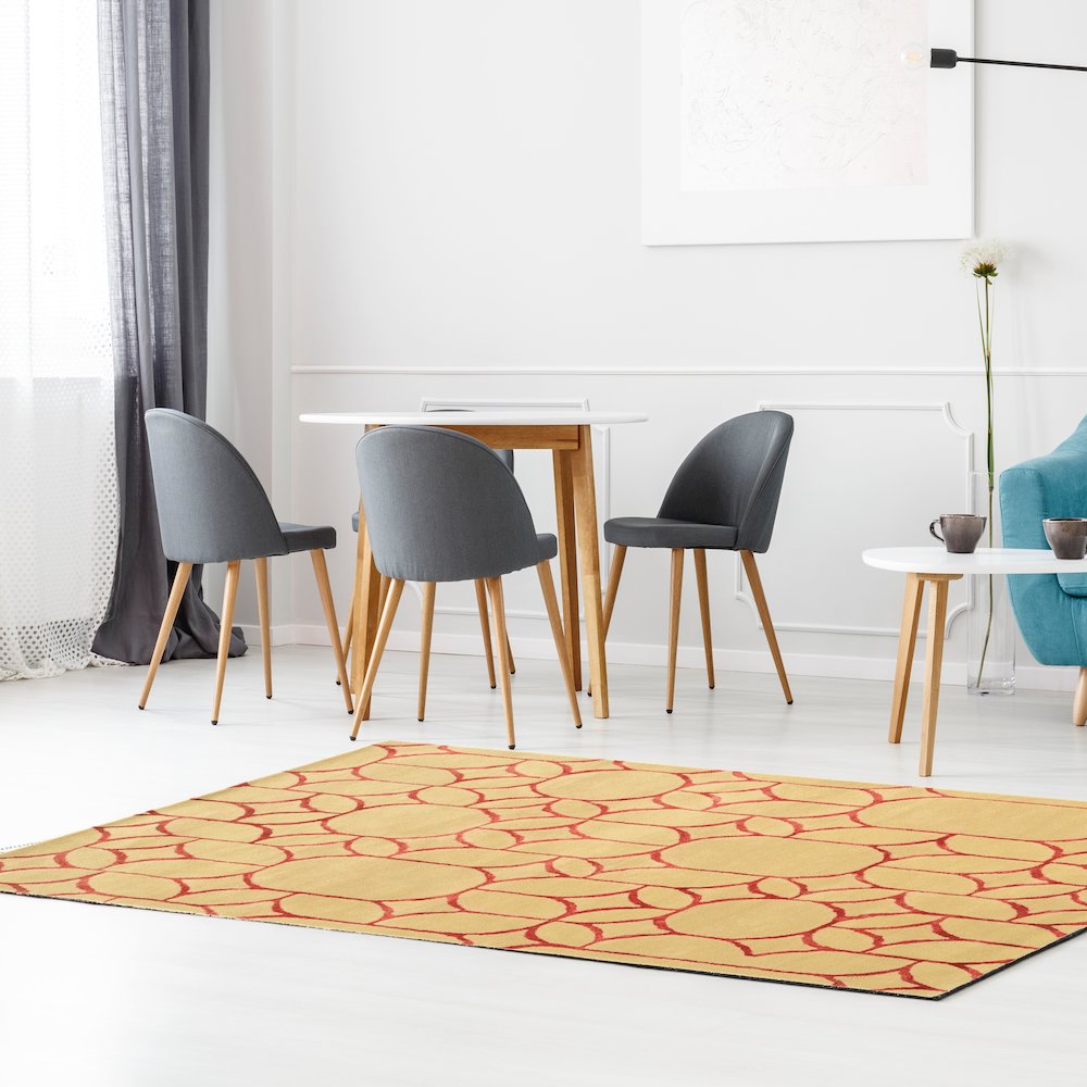 Aspire Wool Window Ivory & Coral 5x8, Rug. Picture 1