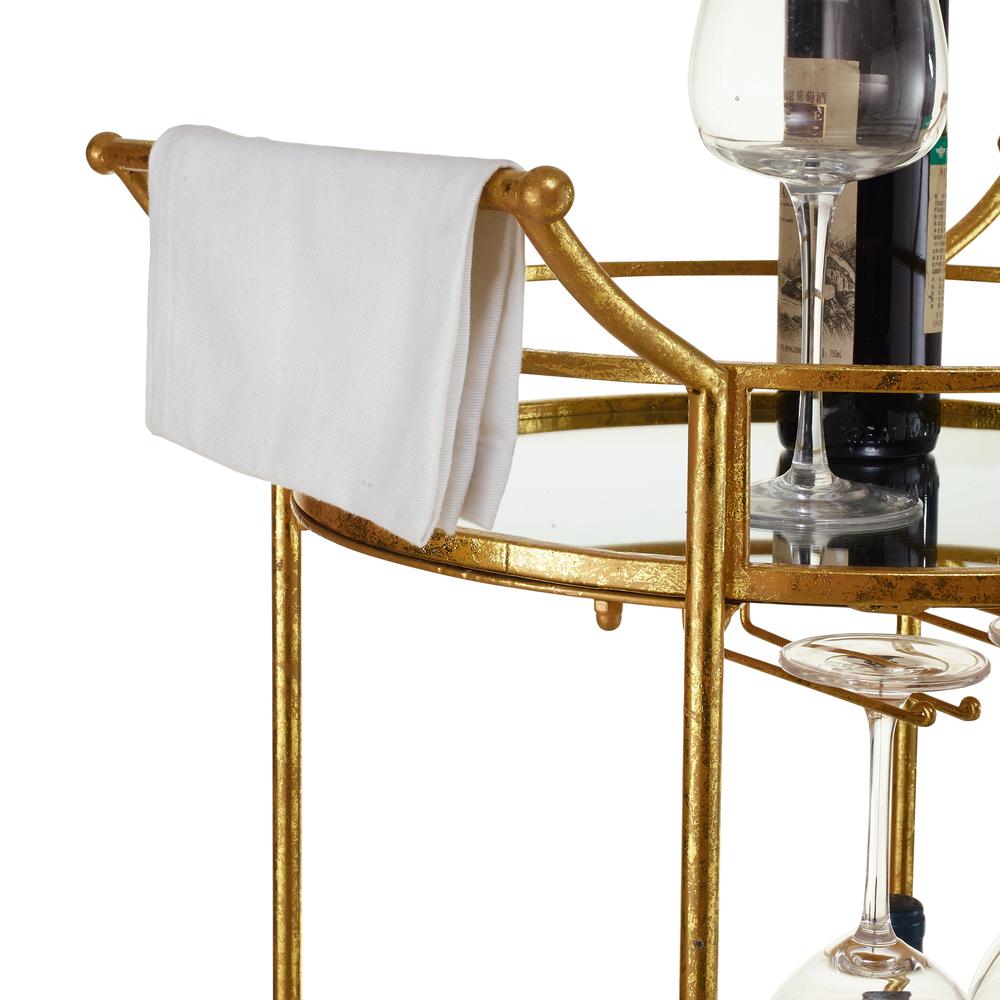 Round Gold Metal Bar Cart. Picture 4