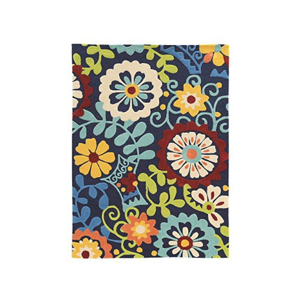 Trio Frond Navy & Blue 8x10, Rug. Picture 1
