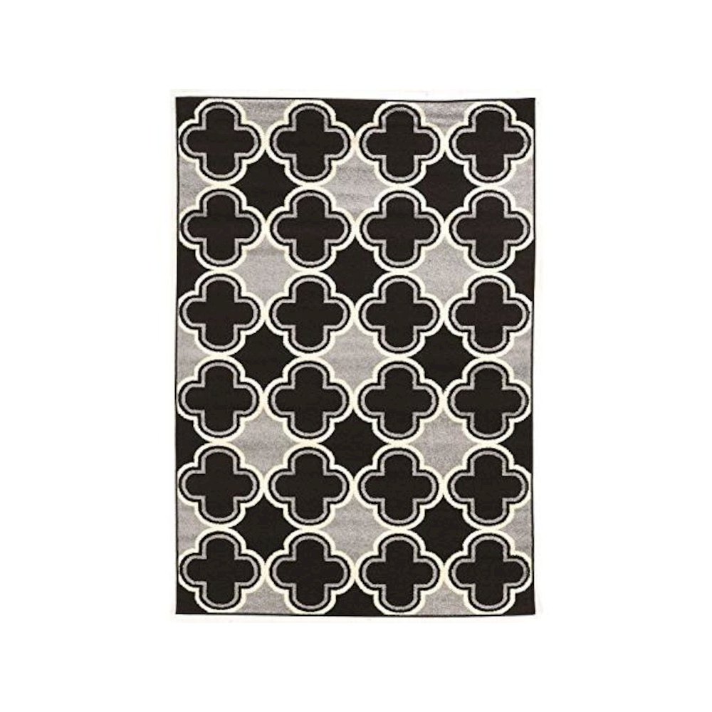 Claremont Quatrefoil Black/Grey 8'x10' Rug. Picture 1