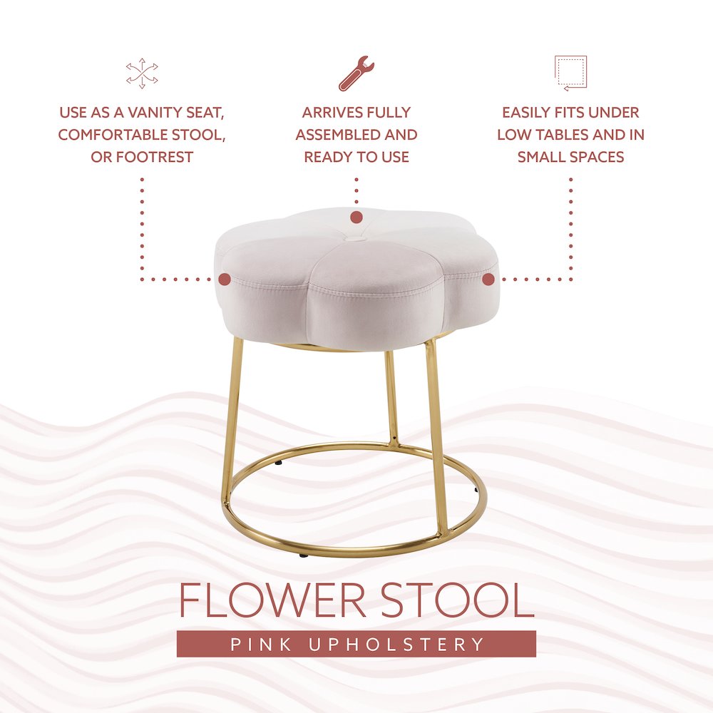 Seraphina Accent Vanity Stool, Pink. Picture 7