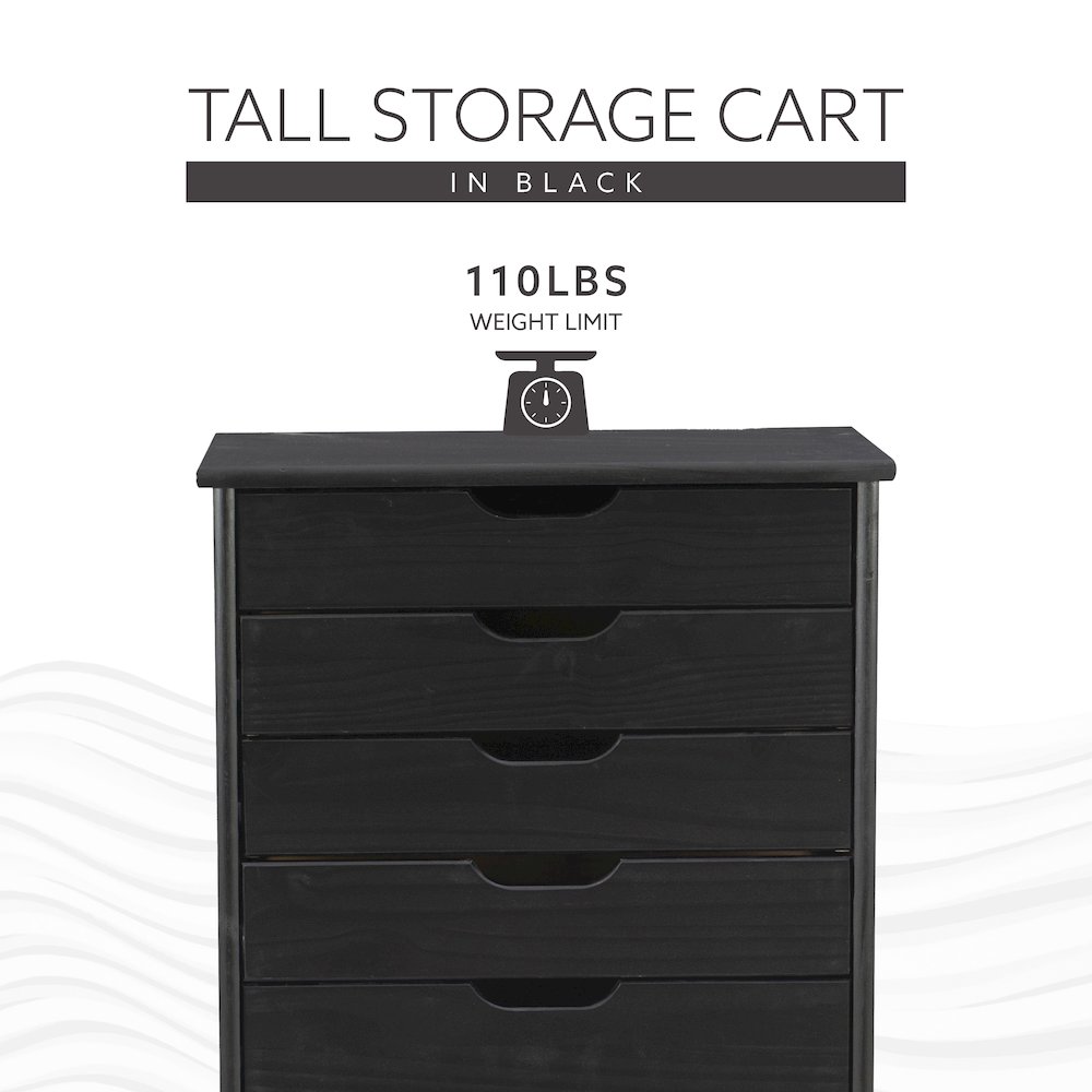 Cary Eight Drawer Rolling Storage Cart, Black. Picture 17