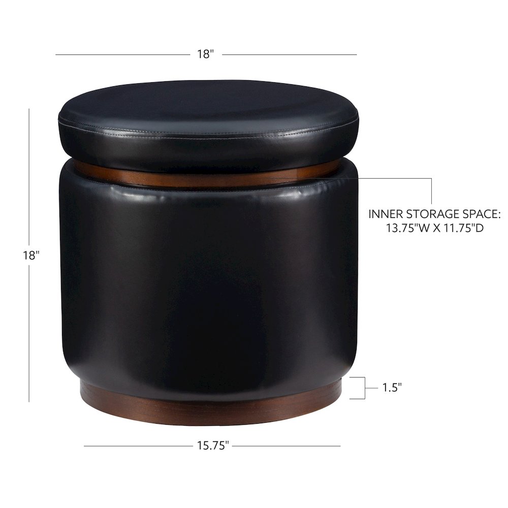 Blanche Storage Ottoman Black Pu. Picture 13