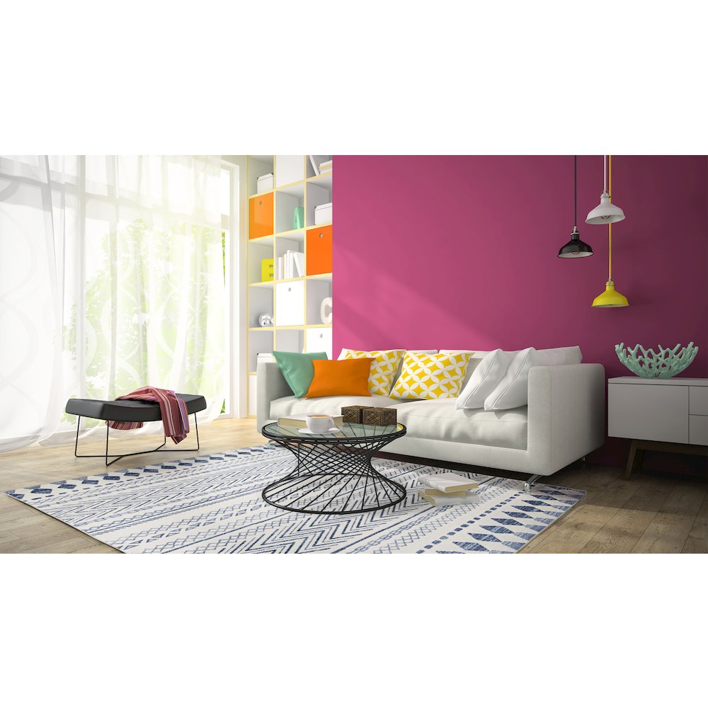 Outdoor Washable Marco Ivory & Blue 7' X 9', Rug. Picture 1
