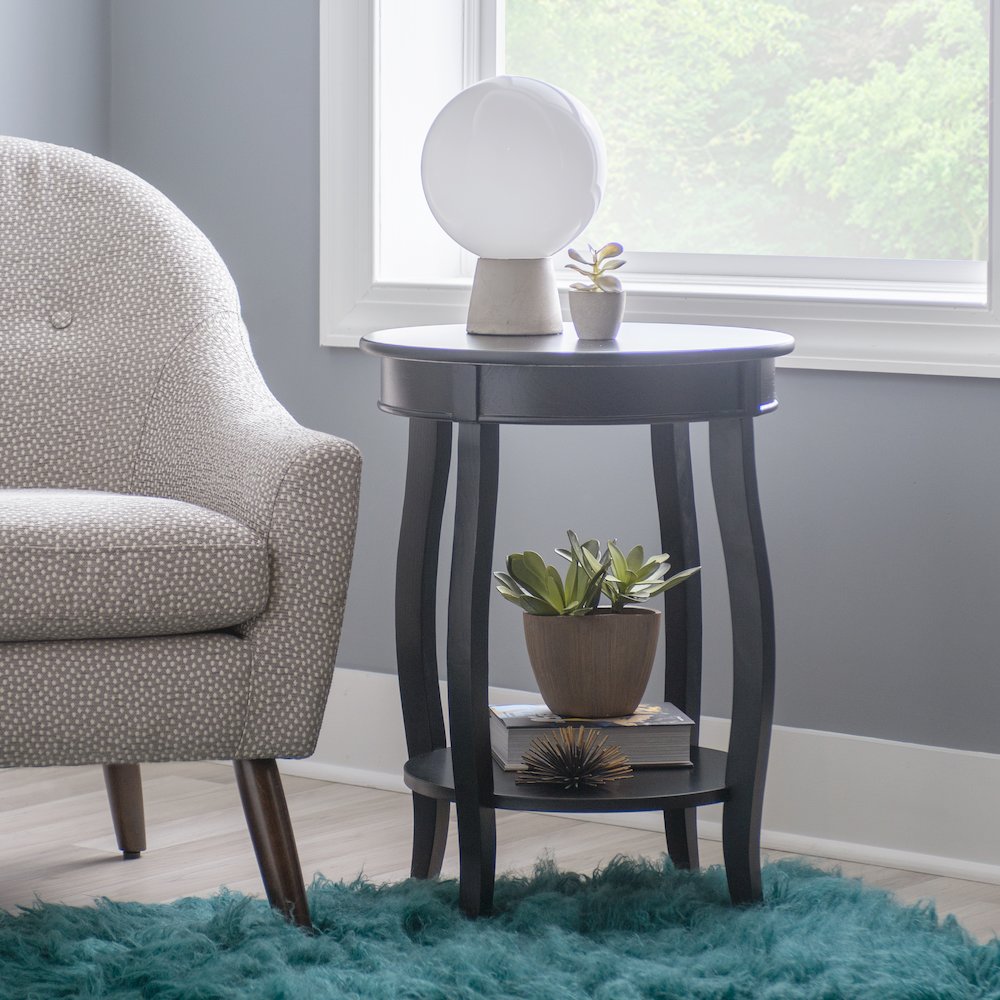Black Round Table with shelf. Picture 3