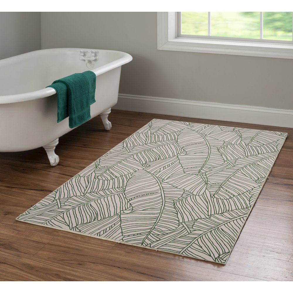 Outdoor Washable Largo Ivory & Green 3' X 5', Rug. Picture 1