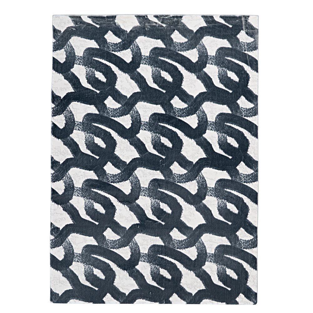 Motif Printed Faux Rabbit Sketch Black White 8x10, Rug. Picture 1