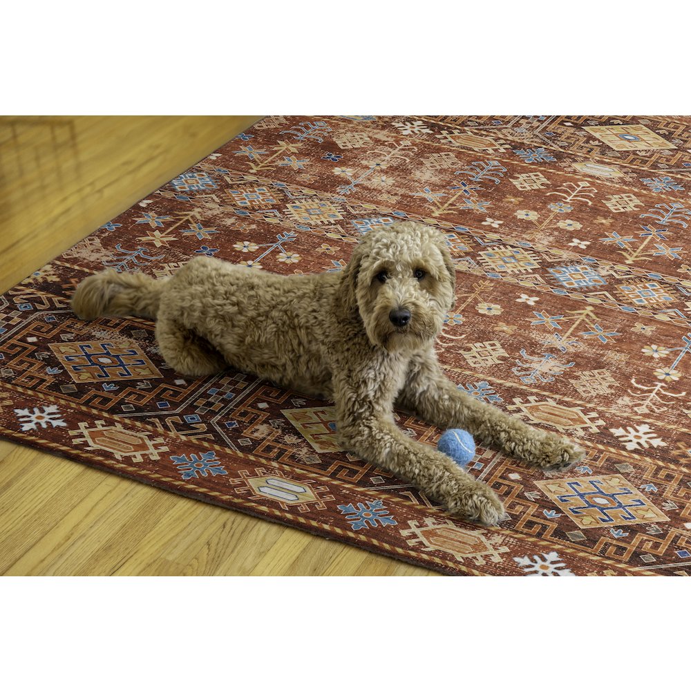 Washable Devlin Red/Ivory 5x7, Rug. Picture 2