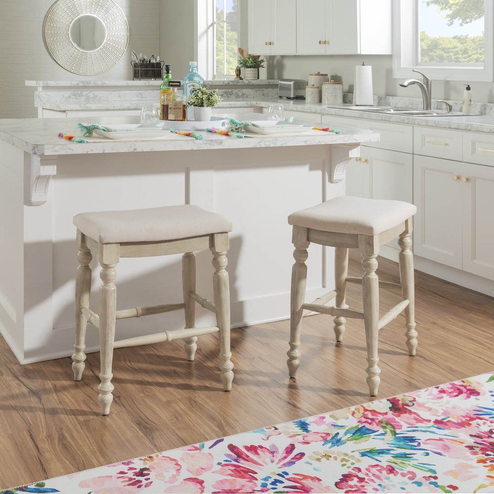 Marino White Wash Backless Counter Stool. Picture 2